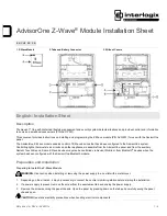 Preview for 1 page of Interlogix AdvisorOne AVO-ZW Installation Sheet