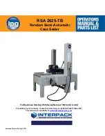 Предварительный просмотр 1 страницы Interpack ipg RSA 2625-TB Operations Manual & Parts List