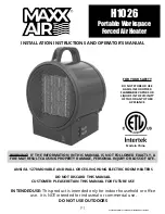 Preview for 1 page of Intertek MAXX AIR H1026 Installation Instructions And Operators Manual