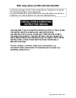 Preview for 1 page of Intertek TWO GALLON ELECTRIC WATER HEATER Installation & Operating Instruction Manual