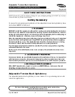 Preview for 1 page of Invacare Adjustable Back Upholstery Installation & Operating Instructions Manual