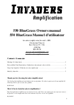 Preview for 1 page of INVADERS Amplification 550 BlueGrass Owner'S Manual