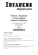 INVADERS Amplification AmpsCabs Owner'S Manual preview