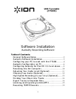 Preview for 1 page of ION USB turntable iTTUSB Software Installation