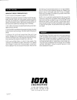 Preview for 4 page of IOTA IDP-30 Owner'S Manual