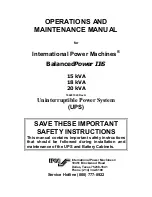 Preview for 1 page of IPM BalancedPower II-S 15 kVA Operation And Maintenance Manual