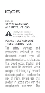 iQOS CCU01 Safety Warnings And Instructions preview