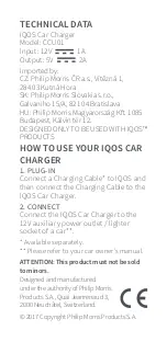 Preview for 4 page of iQOS CCU01 Safety Warnings And Instructions