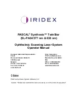 Preview for 1 page of Iridex PASCAL Synthesis TwinStar Operator'S Manual