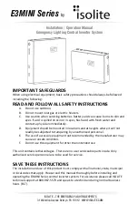 Preview for 1 page of Isolite E3MINI Series Installation & Operation Manual