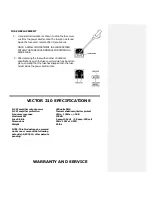 Preview for 9 page of iSP Technologies Vector 210 Owner'S Manual