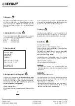 Preview for 4 page of ISYGLT BW-03 Technical Data/Instruction Manual