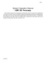 Предварительный просмотр 1 страницы Izip E3 Twn:exp System Operation Manual