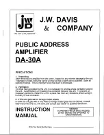 Предварительный просмотр 1 страницы J.W. Davis DA-30A Instruction Manual