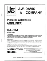 Предварительный просмотр 1 страницы J.W. Davis DA-60A Instruction Manual