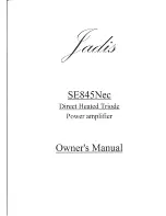 Предварительный просмотр 1 страницы Jadis SE845Nec Owner'S Manual