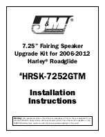 Preview for 1 page of J&M Corporation HRSK-7252GTM Installation Instructions