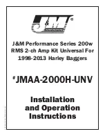 Preview for 1 page of J&M Corporation Performance Series Installation And Operation Instructions