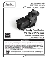 Jandy Pro VSPHP270JEP Installation And Operation Manual preview