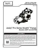 Jandy Stealth SHPF Installation And Operation Manual preview