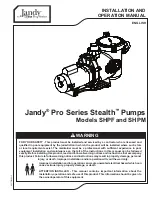 Preview for 1 page of Jandy Stealth SHPM Installation And Operation Manual