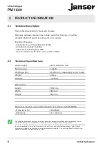 Предварительный просмотр 6 страницы Janser PM-1600 Operating Manual