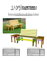 Preview for 1 page of Jays Easy 2x4 Bench & Side Table Manual