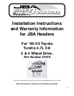 JBA Cat4ward 2010S Installation Instructions And Warranty Information preview