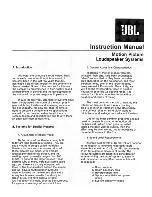 Предварительный просмотр 1 страницы JBL Motion Picture Loudspeaker Systems Instruction Manual