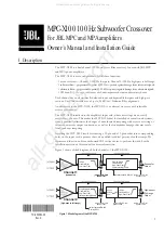 Предварительный просмотр 1 страницы JBL MPC-X100 Owner'S Manual And Installation Manual