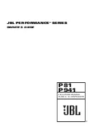 JBL Performance P81 Owner'S Manual preview