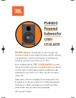 Предварительный просмотр 1 страницы JBL PSW800 Simple Setup Manual