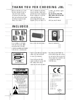 Preview for 2 page of JBL Simply Cinema DSC 1000 Owner'S Manual