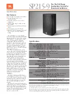 Preview for 1 page of JBL SP215-9 Specifications