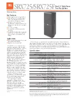 JBL SRX725 Specifications предпросмотр