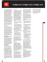 Предварительный просмотр 7 страницы JBL STAGE 1010 Owner'S Manual