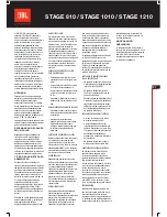 Предварительный просмотр 9 страницы JBL STAGE 1010 Owner'S Manual