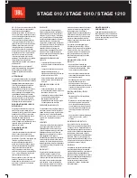 Предварительный просмотр 11 страницы JBL STAGE 1010 Owner'S Manual