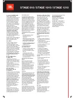 Предварительный просмотр 13 страницы JBL STAGE 1010 Owner'S Manual