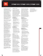 Предварительный просмотр 15 страницы JBL STAGE 1010 Owner'S Manual