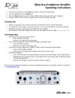 Предварительный просмотр 1 страницы JDS Labs Objective2 Operating Instructions