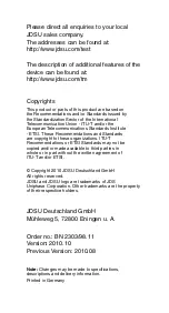 Preview for 3 page of JDS Uniphase 2303/01 Operating Manual