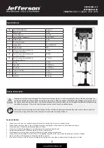 Preview for 3 page of Jefferson Professional Tools & Equipment JEFPDB0750-12S User Manual