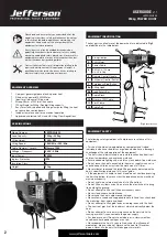 Предварительный просмотр 2 страницы Jefferson Professional Tools & Equipment JEFPOWH250 User Manual