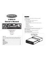 Предварительный просмотр 1 страницы Jensen CR1610 Owner'S Manual