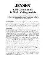 Preview for 1 page of Jensen EHT-2 Operation User'S Manual