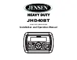 Предварительный просмотр 1 страницы Jensen HEAVY DUTY JPS40BT Installation And Operation Manual