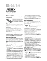 Предварительный просмотр 1 страницы Jensen JER321 Instruction Manual