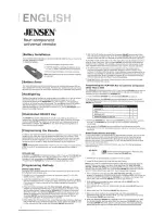 Предварительный просмотр 1 страницы Jensen JER422 User Manual