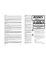 Предварительный просмотр 1 страницы Jensen JHT525 Owner'S Manual